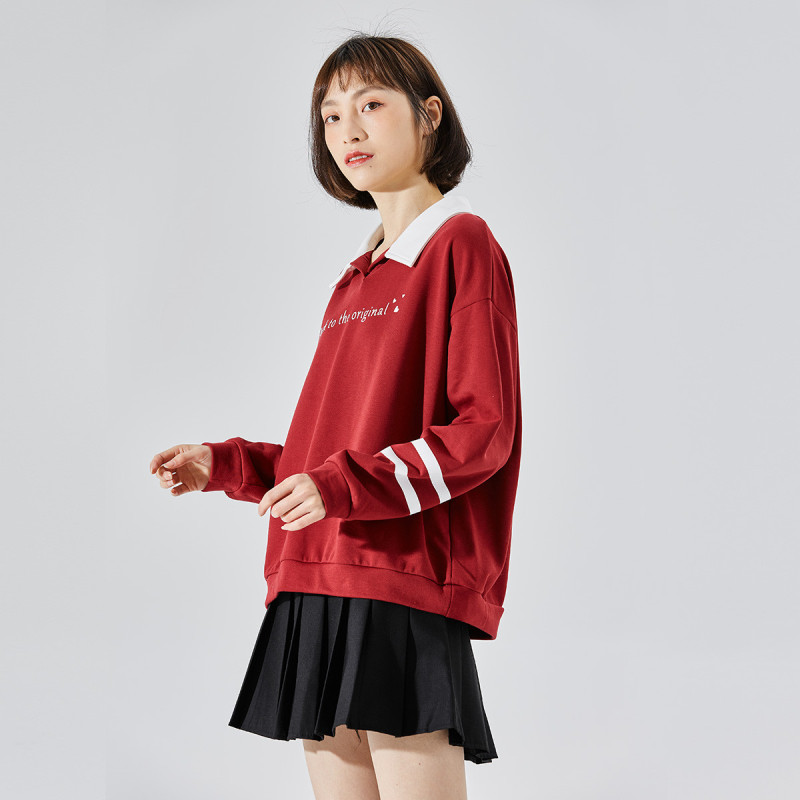 唐狮春季新款POLO领卫衣百搭休闲复古潮宽松韩版