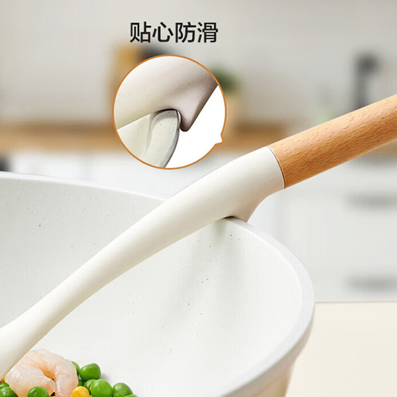 苏泊尔漏勺灵动木柄硅胶抗菌大漏勺KT04AR10高清大图