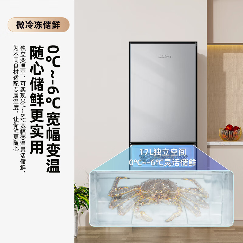 新飞(Frestec)185升家用小型冰箱双开门租房可用独立两门三温高效制冷冰箱BCD-185K2CT 185升高清大图