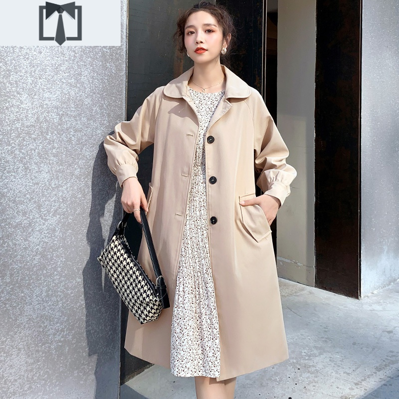 SUNTEK风衣女中长款小个子2021春季装今年新款韩版宽松气质流行大衣外套风衣