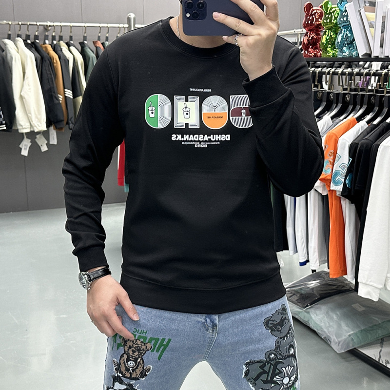 卡通印花圆领卫衣男装上衣秋冬新款长袖体恤男装圆领修身衣服潮in_787810