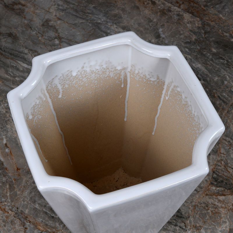 白色花盆陶瓷 特大号高款八角现代简约 家用种树绿植花瓶清仓批发 切
