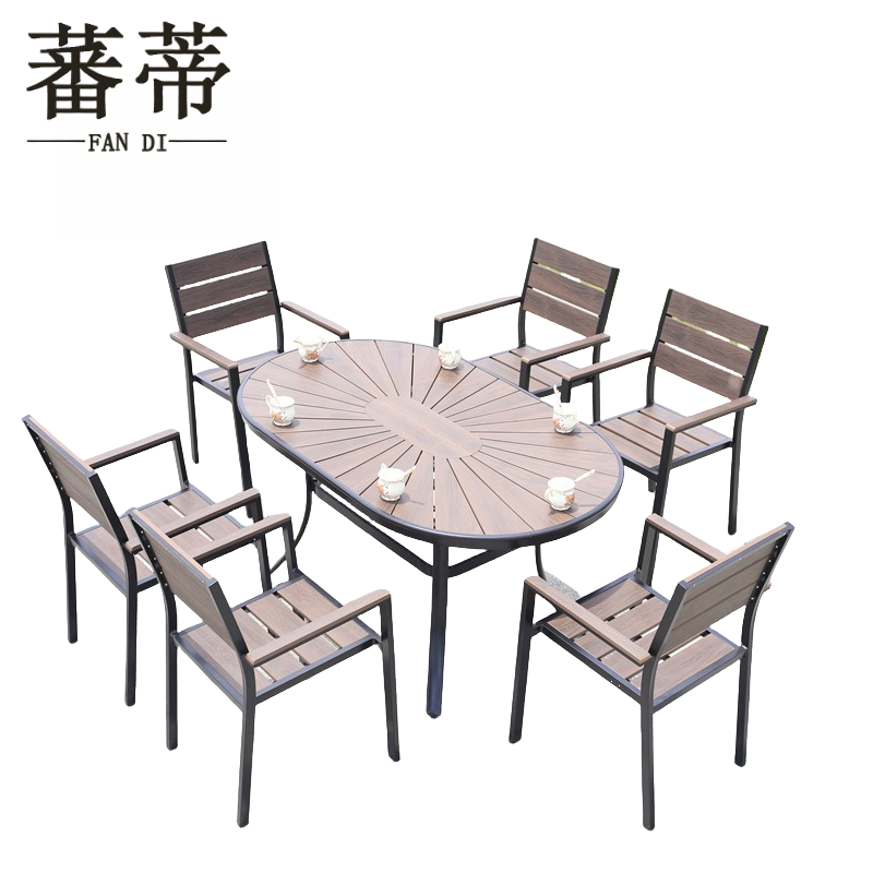 蕃蒂户外桌椅一桌六椅套高清大图