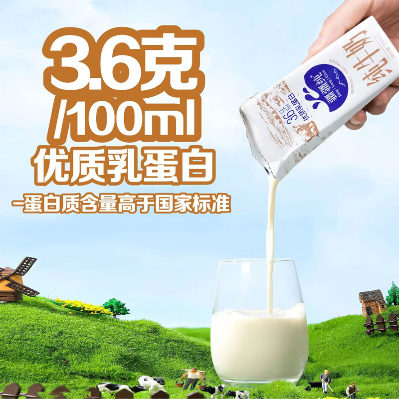 疆疆纯纯牛奶200ml*30盒3.6g/100ml优质乳蛋白成人儿童学生营养早餐奶高清大图