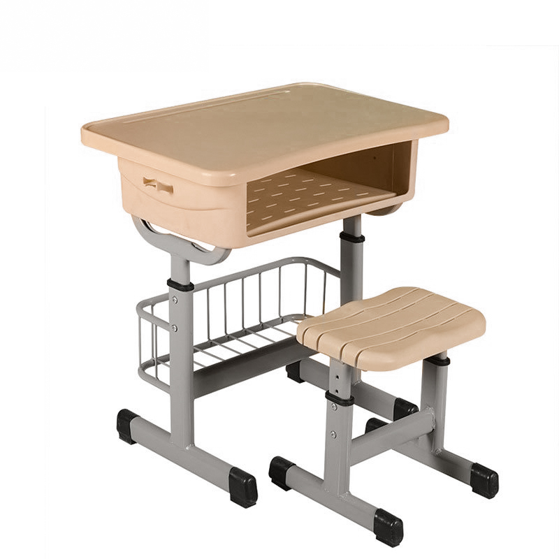DXBG中小学生培训补习班学习桌学校写字桌套管升降塑钢课桌椅 套管方凳土黄色