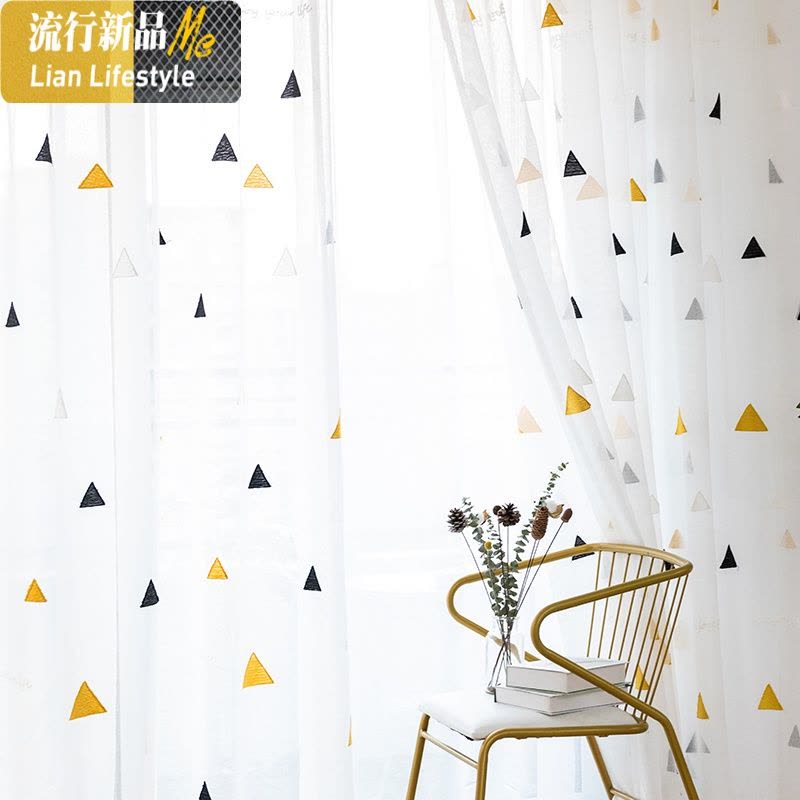 北欧风ins白色薄纱窗帘定制客厅卧室阳台纱成品纱帘白纱简约飘窗 三维工匠图片