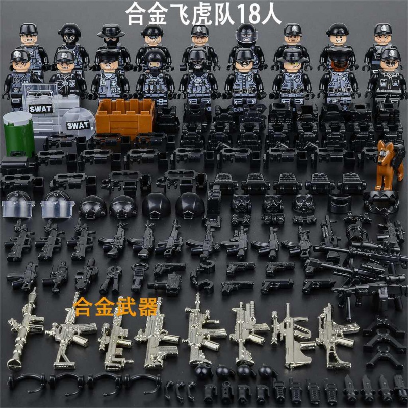 新年二战日军八路军小鬼子拼装绝地求生积木军事人仔玩具 丛林哨增强版18人高清大图