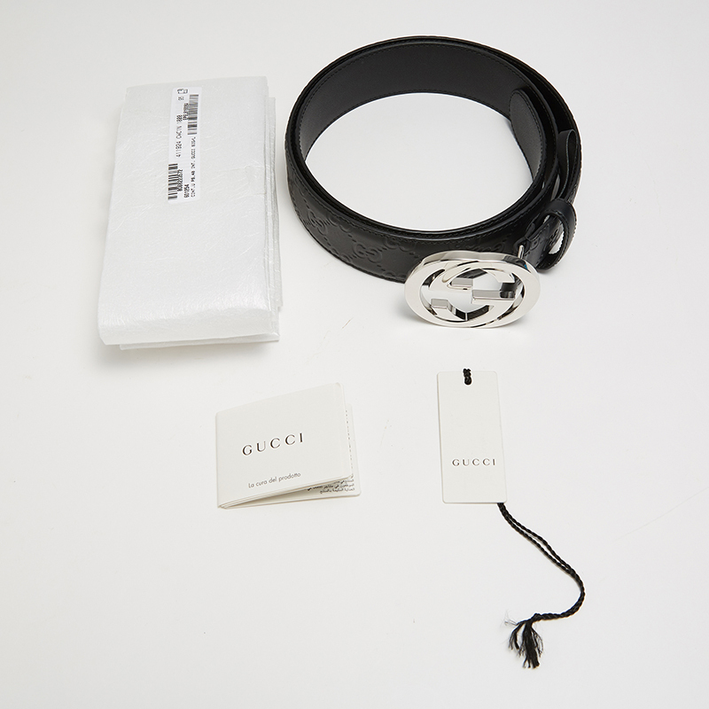 GUCCI 古驰 GUCCI腰带 男士经典双G压纹商务休闲时尚皮带85