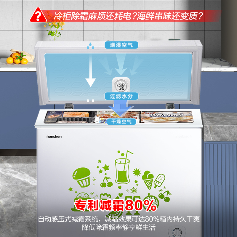 容声(Ronshen)205升 顶开门冰柜 节能低霜 单温冰箱 家用商用卧式冷柜一级能效 国补 BD/BC-205MB