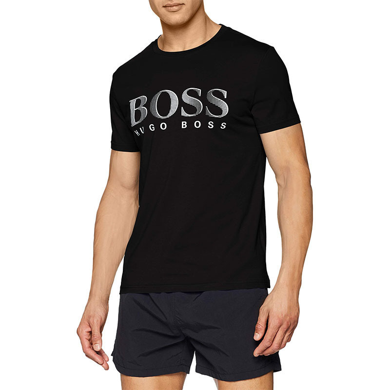 boss雨果博斯男士黑色logo印花圆领短袖t恤衫50407774007视频