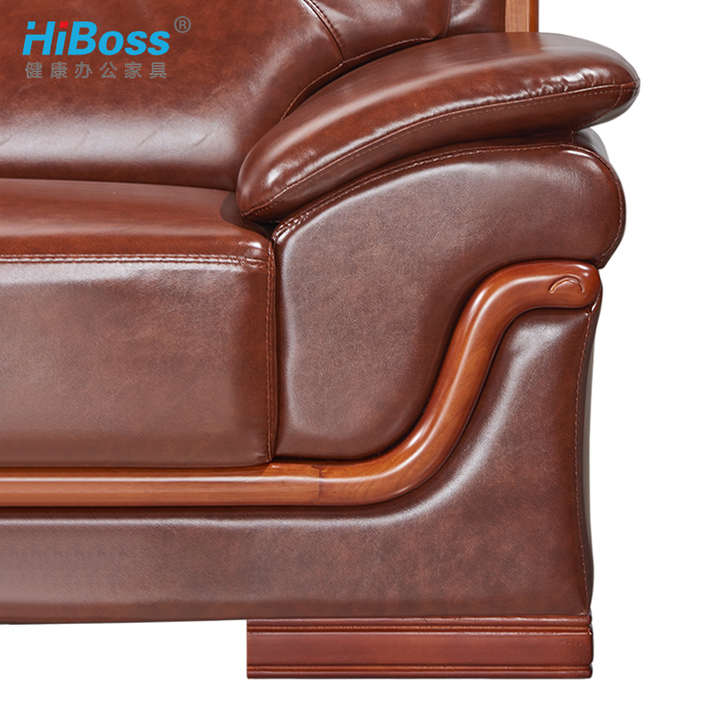 HiBoss办公沙发中式会客接待沙发现代茶几组合单人位办公室沙发