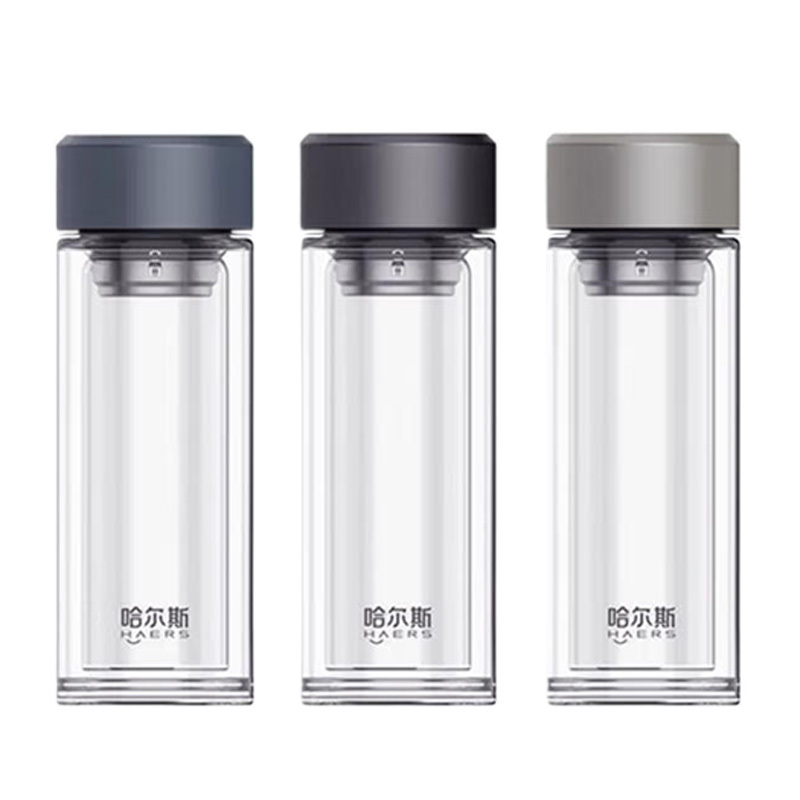 哈尔斯玻璃杯300ml耐温差双层防烫HBW-300-2(颜色随机)