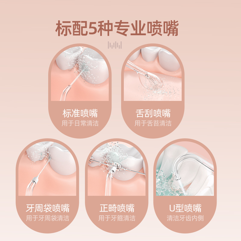 博皓便携式冲牙器家用水牙线牙齿送妈妈女朋友正畸专用洁牙神器洗牙器 5031樱花粉