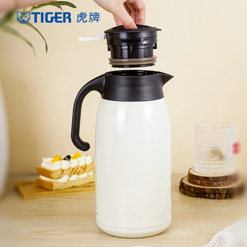 虎牌(tiger) 2L不锈钢便携式保温热水瓶PWM-A20C 珍珠白
