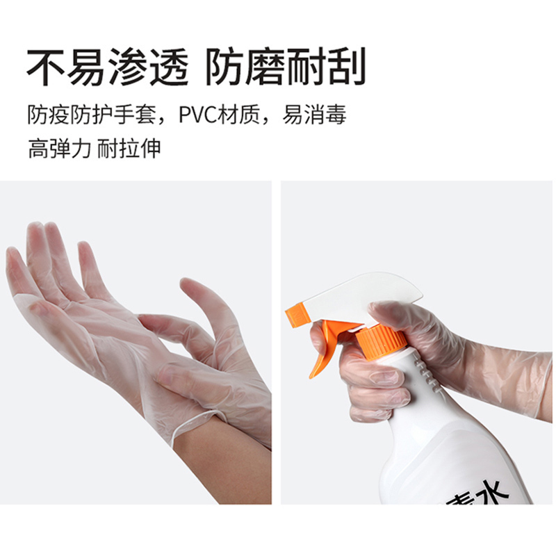 ZHMD康溢 一次性透明耐磨加厚均码PVC手套 20只 KY-6918