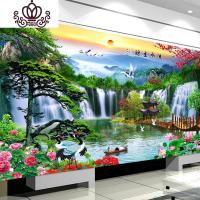 封后十字绣2020新款线绣客厅满绣风景流水生财自己绣手工家用简单刺绣 丝线150*70cm[满绣]三股绣送全套工具