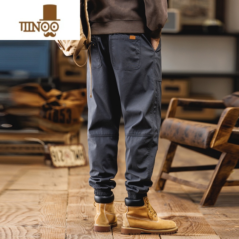 YANXU美式工装裤子男秋季潮牌宽松大码男士复古休闲束脚裤男裤2023新款高清大图