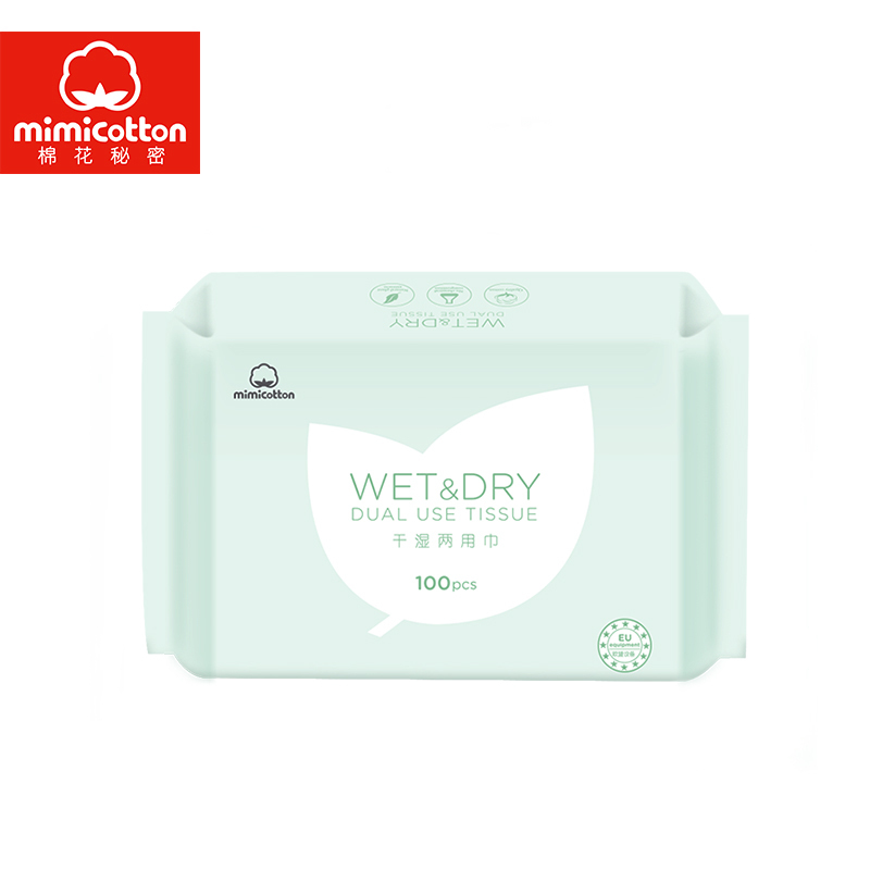 棉花秘密(mimicotton) 婴儿护理巾 棉柔巾纸巾宝宝干湿两用巾加厚14*20 100抽1包 非湿巾