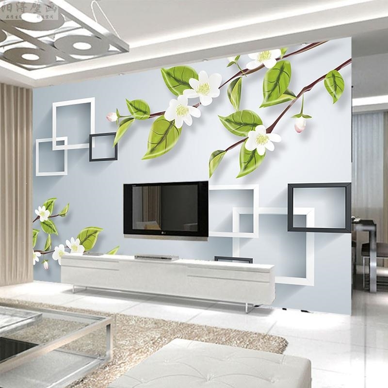 壁画贴纸3d立体影视墙5d8d古达c壁纸现代简约无纺布客厅电视背景墙