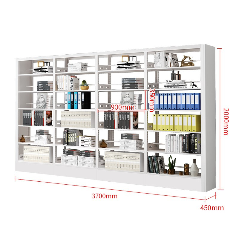 慧采云 钢制双面书架置物架资料架白色一列四组 五层高清大图