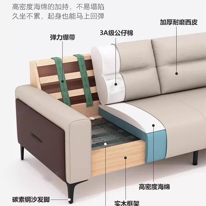 绵冠 简约时尚办公商务接待洽谈西皮沙发 三人位1920*830*850mm