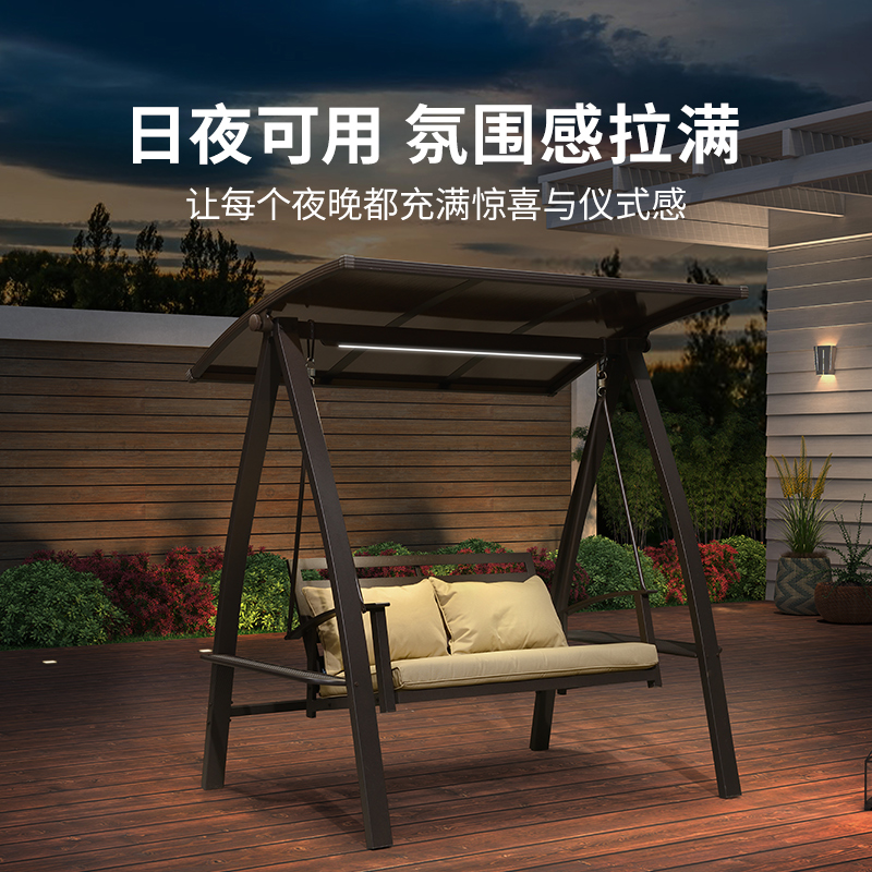 秋千椅庭院摇椅吊椅花园别墅院子室外铁艺单人阳台户外秋千高清大图