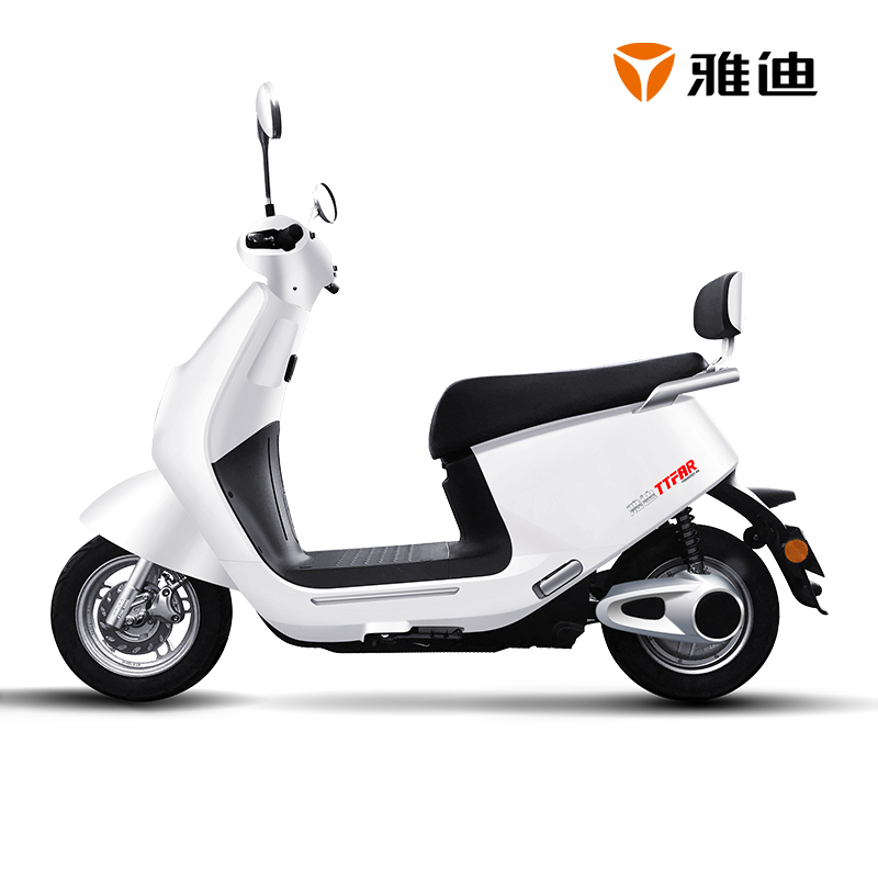 2020新款雅迪电动车成人轻电摩M8冠能版龟王石墨烯电池摩托电动车 M8新塔夫绸白