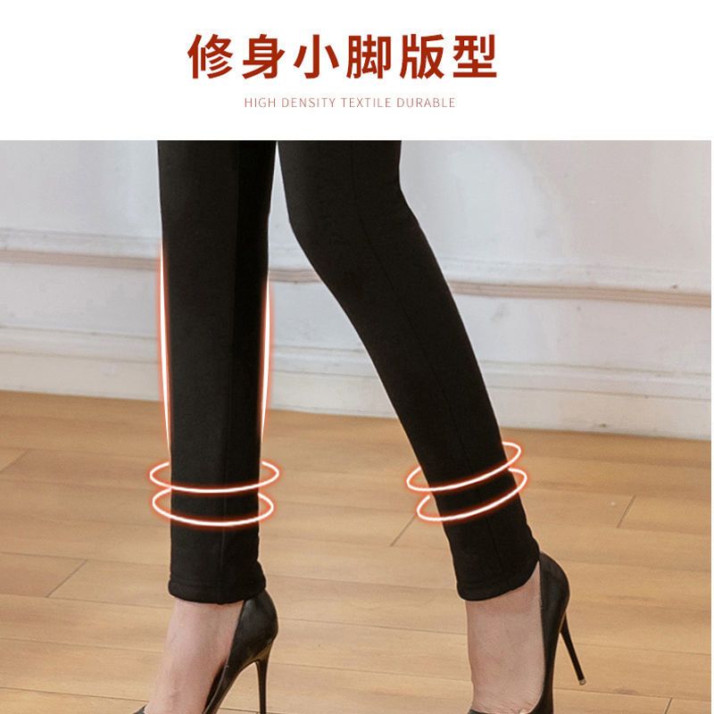 蚕丝裤加绒加厚打底裤冬季高腰保暖厚棉裤罗马布外穿一体裤女
