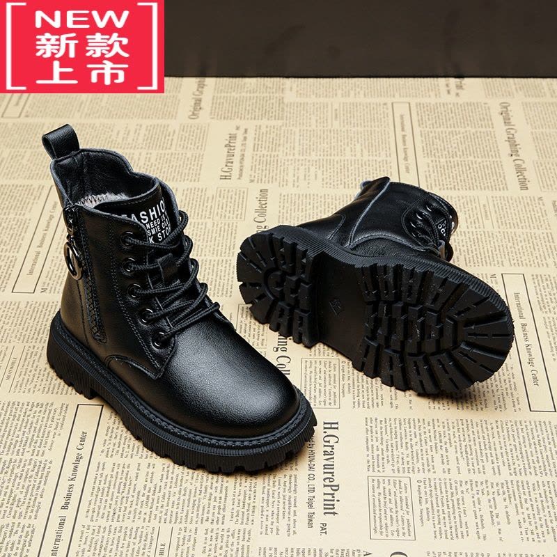 可莉允女童马丁靴2022新款冬季加绒保暖短靴英伦雪地棉童靴儿童靴子图片