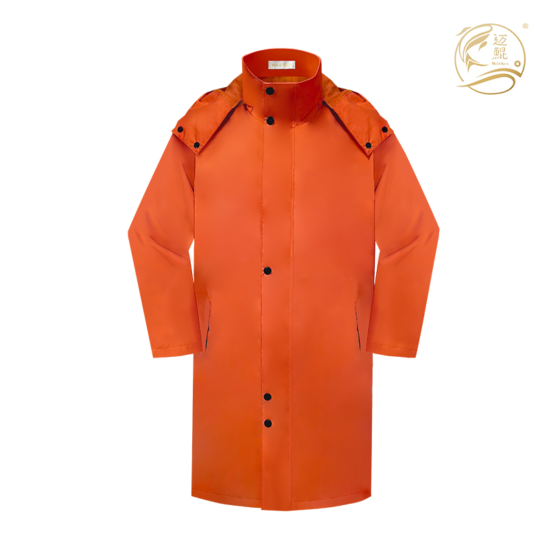 春秋桔红色春亚纺复合面料上衣春秋工作服C-016长款劳保服可定制.高清大图