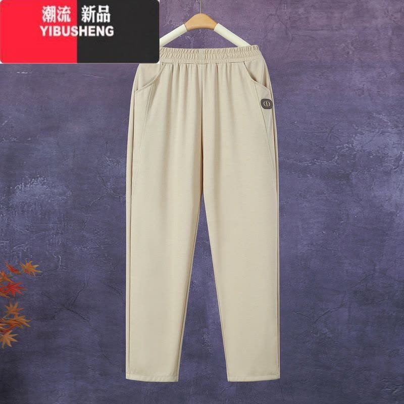 YIBUSHENG妈妈裤子季薄款中老年宽松大码休闲裤中年女直筒裤棉九分裤图片