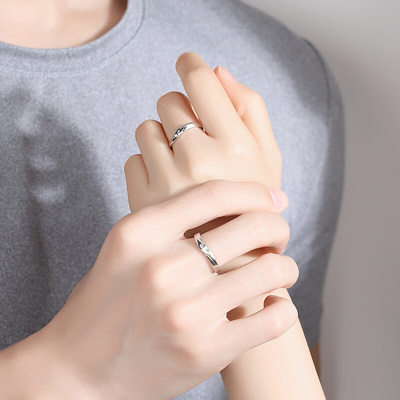 聚福品珠宝不离不弃&星月相伴单戒纯银戒指足银999男女生日礼物