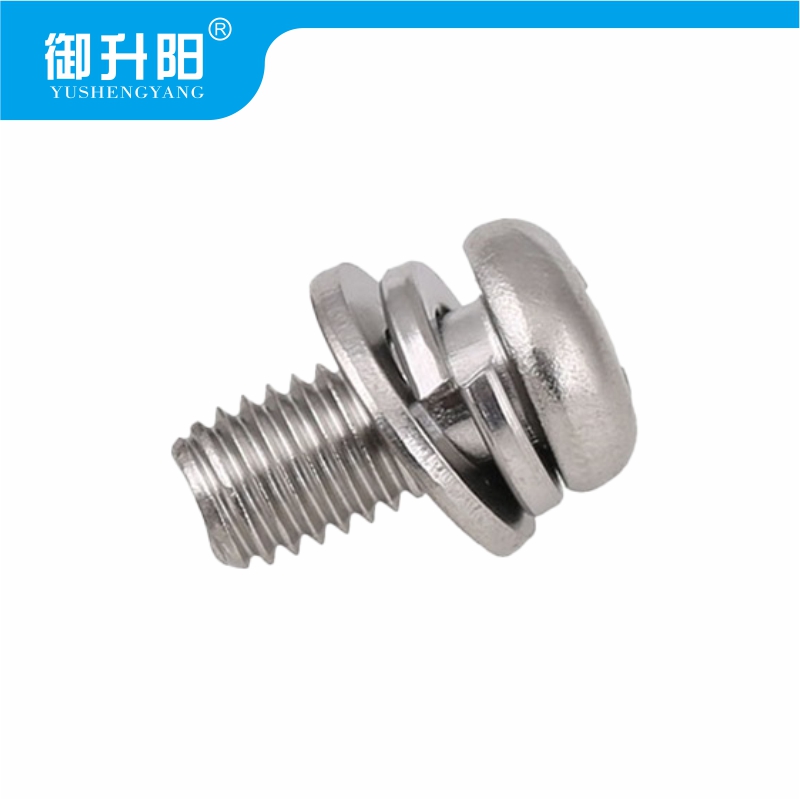 御升阳 304不锈钢十字槽半圆头三组合螺丝 M5X10 4.8级强度 /个高清大图