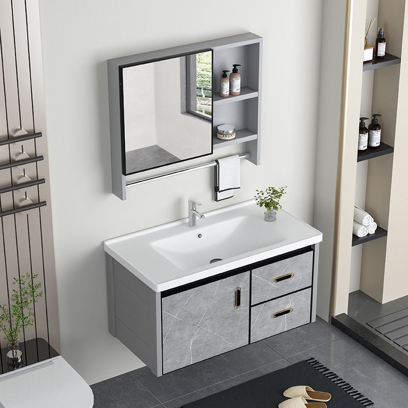 古达太空铝浴室柜组合抽屉卫浴洗漱台卫生间洗脸盆陶瓷一体洗手池