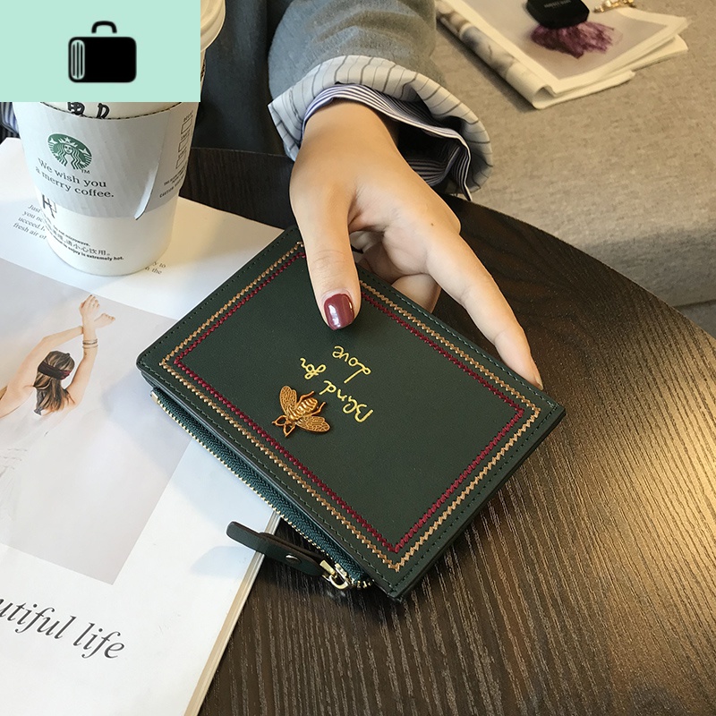 卡包女小巧超薄精致高档大容量多卡位零钱包可爱韩国个性ins皮NEW LAKE 墨绿色