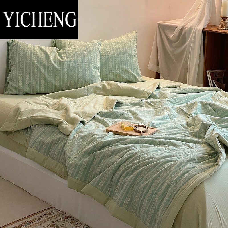 YICHENG提花水洗棉大豆夏凉被四件套夏季空调被薄被子软糯可机洗儿童