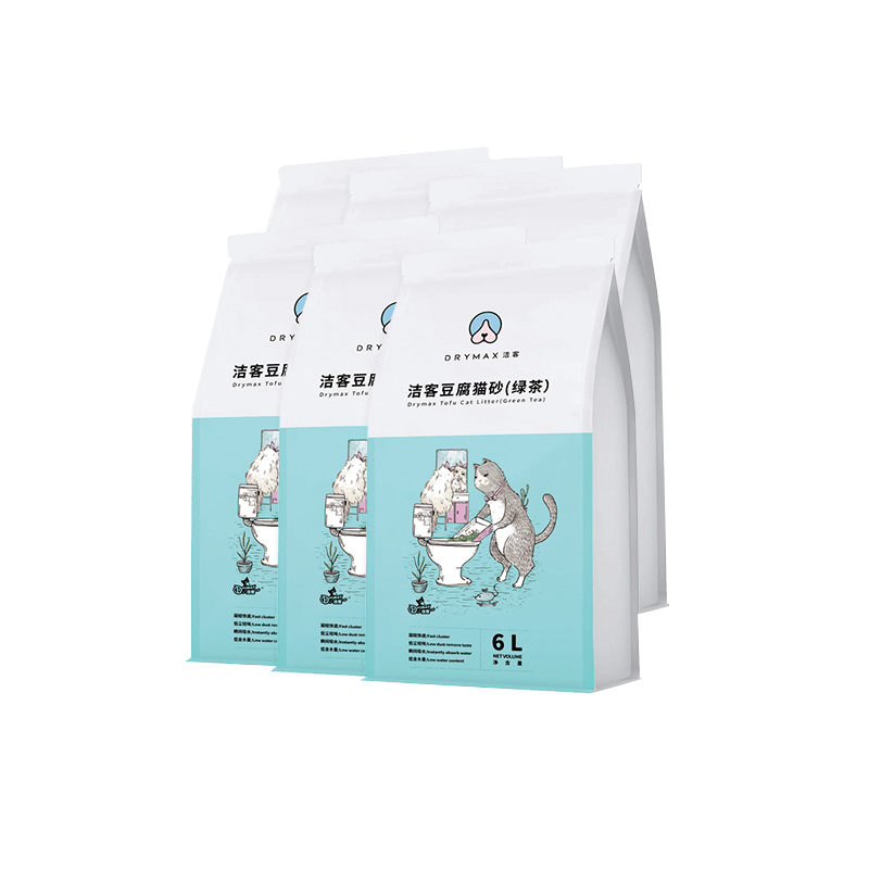 洁客(Drymax)奶香绿茶豆腐猫砂20斤 6L*6无尘吸水奶香快速结团冲厕所猫砂10kg大袋30斤图片