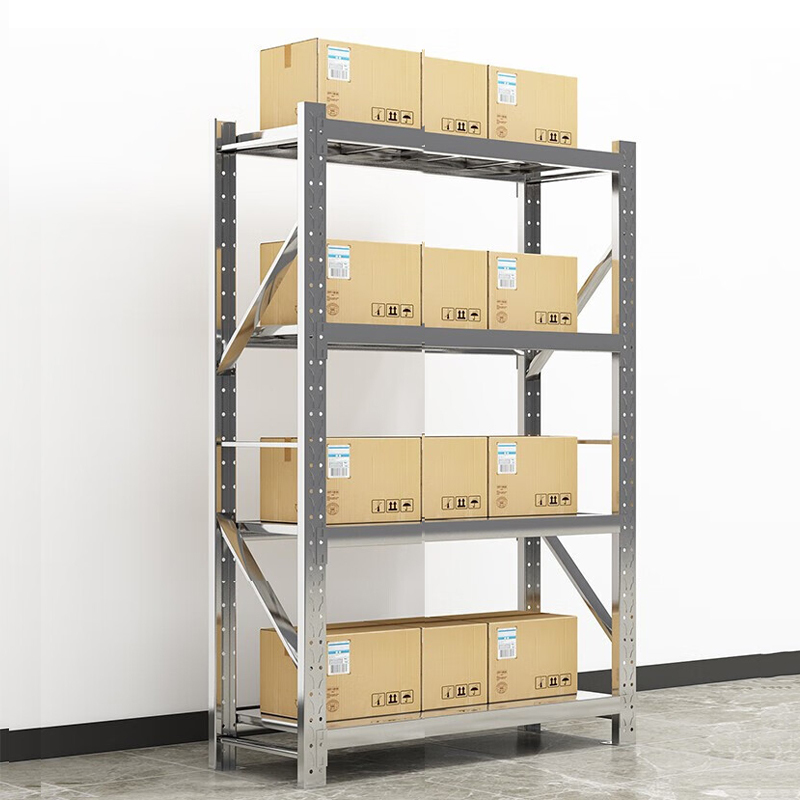 创世人 201不锈钢1.2m货架承重300kg收纳置物架四层仓储超市货架1200*600*2000mm