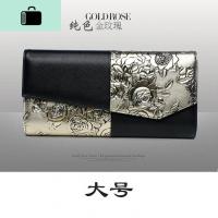 手包女士手拿包女新款手抓包大容量夹包宴会手拎包真皮头层牛皮NEWLAKE_191 纯色金玫瑰（大号）