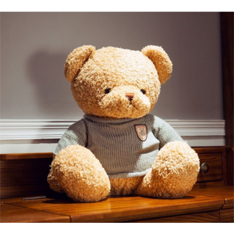 毛衣泰迪熊公仔毛绒玩具小熊抱枕布娃娃抓机抱抱熊50cm三种图案随机