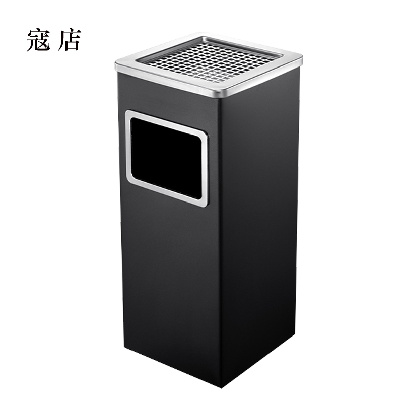 寇店不锈钢圆形大号商用垃圾桶立式烟灰桶电梯口高档户外方型黑色烤漆