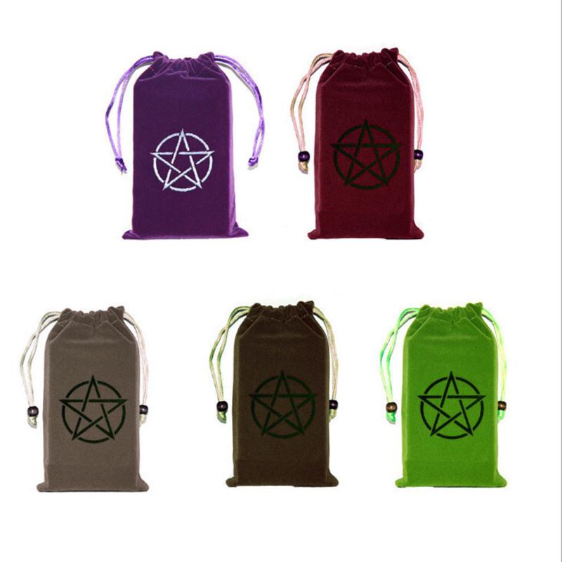 高档绒布五芒星束口袋塔罗牌水晶灵摆收纳袋灵摆专用布袋 紫色绒布袋