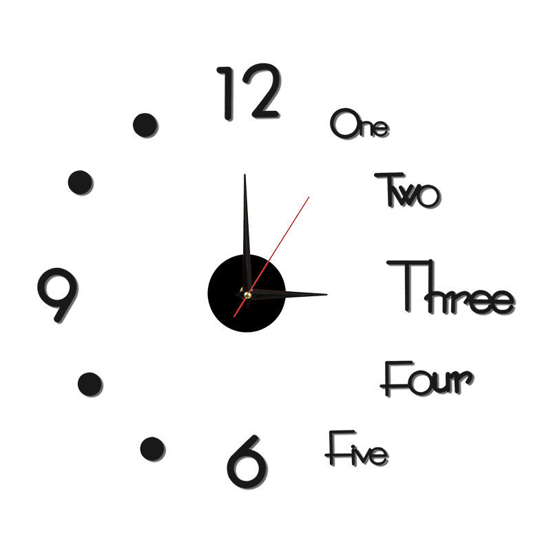 黑 创意英文款*14英寸 创意挂钟diy客厅时尚艺术免打孔壁钟表现代简约