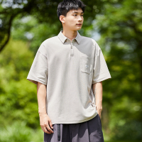 唐狮夏季新款Polo衫男士有带翻领t恤简约休闲黑色短袖上衣潮百搭_170 S 苍色