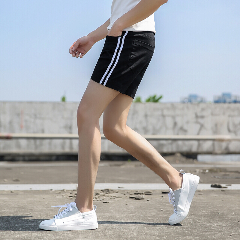 梵克公牛三分裤男时尚夏季热裤潮流社会小伙背带裤牛仔短裤3分白色男