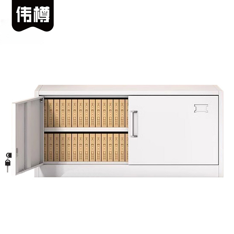 伟樽铁皮文件柜白色单节加隔板850*360*390mm台高清大图