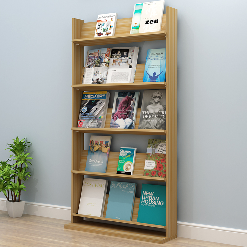 森美人落地式木质书报架陈列架宣传资料展示架杂志架报刊架图书货架书架高清大图