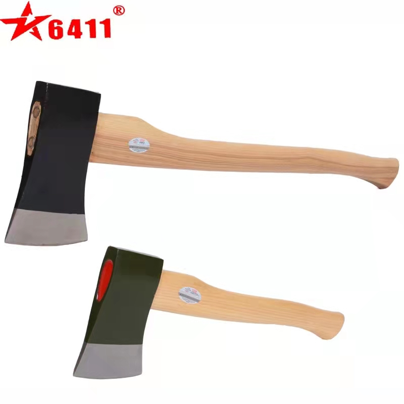 木柄长43cm,斧宽15.5cm,头宽6.6cm,刃口宽9.4cm 斧头