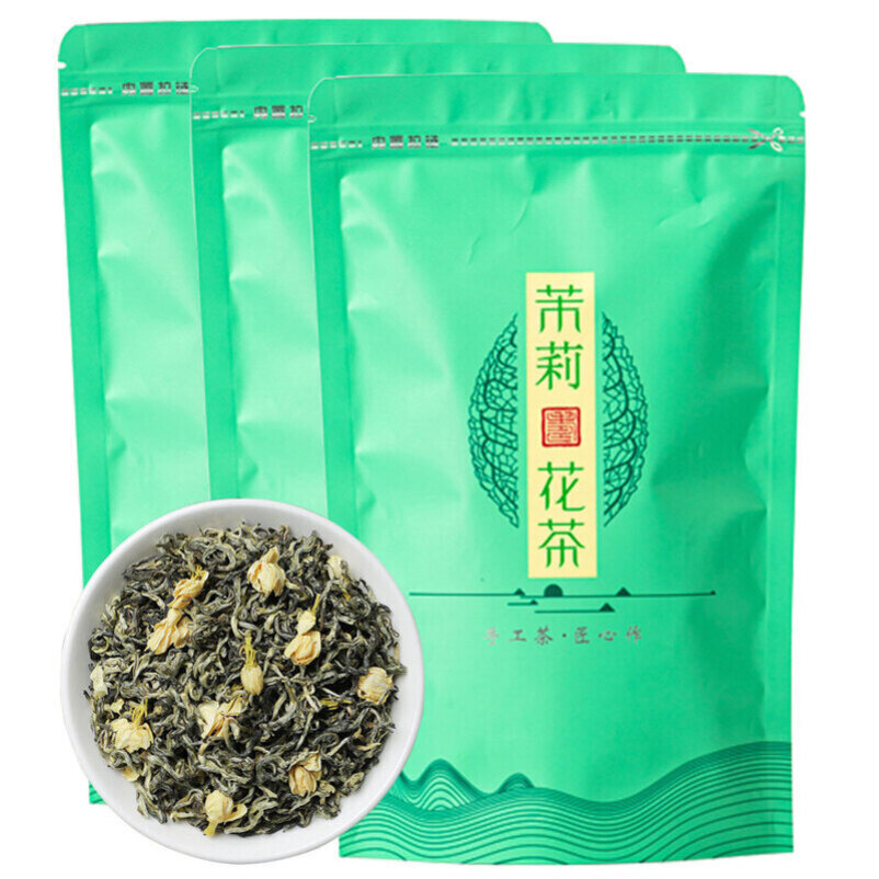 痴福茉莉曲毫飘雪茉莉花茶新茶浓香型花茶飘雪3袋装共750g高清大图
