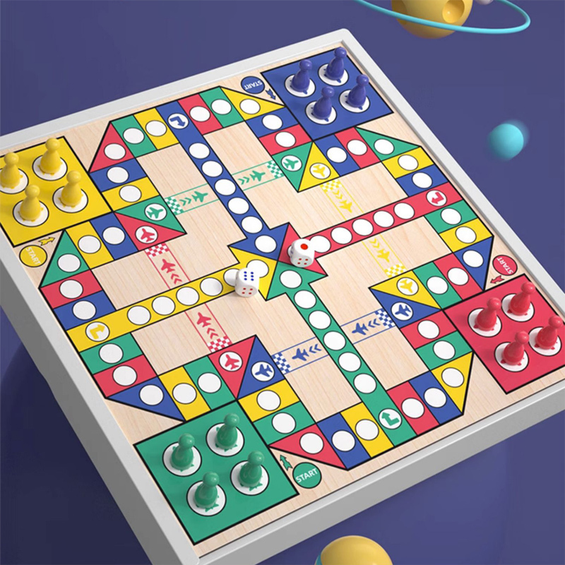 飞行棋儿童益智五子棋和跳棋二合一多功能棋盘小学生游戏棋类玩具